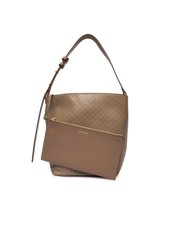 Calvin Klein Calvin Klein Kabelka Emblem Aop Medium Bucket LV04F3365G Béžová