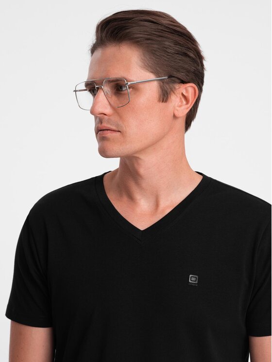 Ombre Ombre T-Shirt S2040 Czarny Slim Fit