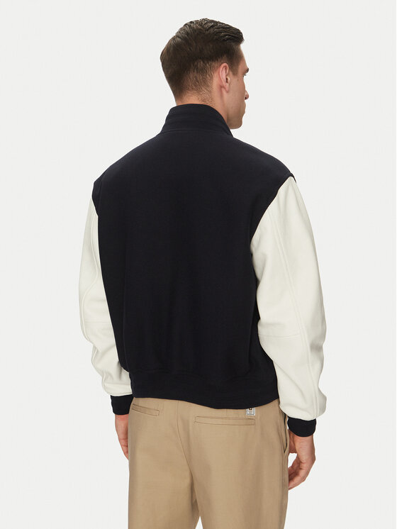 Tommy Hilfiger Tommy Hilfiger Kurtka przejściowa Leather Varsity Jacket MW0MW39248 Granatowy Regular Fit