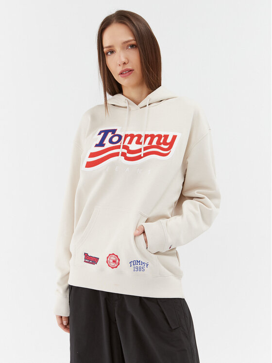 Tommy Jeans Majica Dugih Rukava DW0DW17689 Bež Relaxed Fit