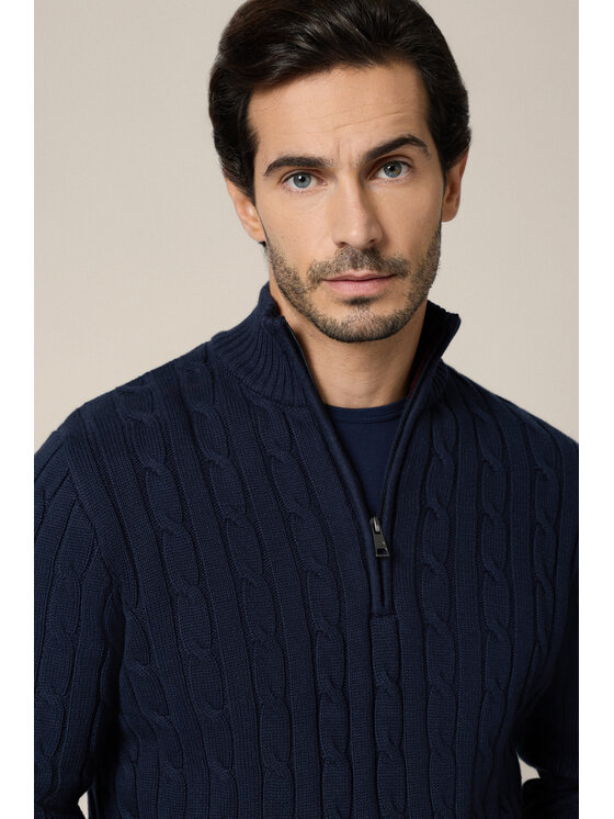 Lancerto Lancerto Sweter Cutter SW073225000037 Granatowy Regular Fit