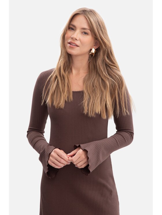 BeWear BeWear Sukienka dzianinowa b308 Brązowy Baggy Fit