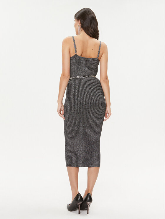 MICHAEL Michael Kors MICHAEL Michael Kors Плетена рокля MH38208AFB Черен Slim Fit