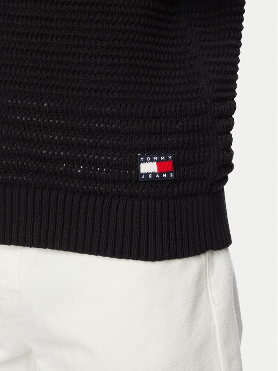 Tommy Jeans Tommy Jeans Риза Crochet DM0DM23373 Черен Regular Fit