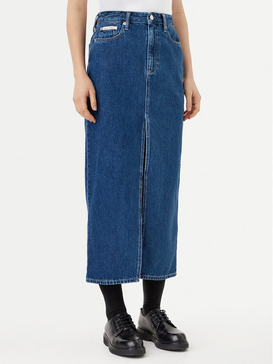 Calvin Klein Jeans Calvin Klein Jeans Fustă de blugi J20J224531 Bleumarin Straight Fit