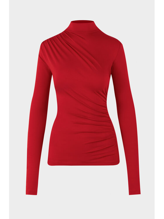 BENU BENU Bluzka Drapowana Czerwony Slim Fit