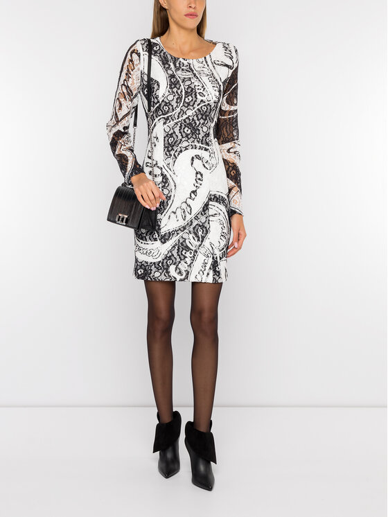 Cavalli Class Rochie cocktail D2IUA422 Alb Slim Fit