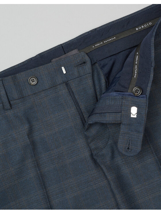 Borgio Borgio Spodnie garniturowe aldone_g Granatowy Slim Fit