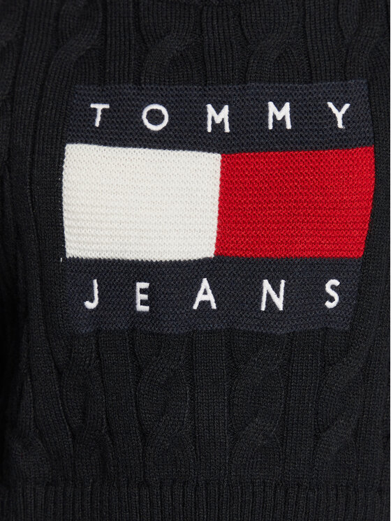 Tommy Jeans Tommy Jeans Džemper Center Flag DW0DW14261 Crna Boxy Fit
