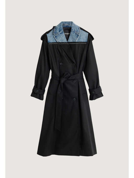 Desigual Desigual Καπαρτίνα CHAQ_HYBRIDTRENCH Μαύρο Classic Fit