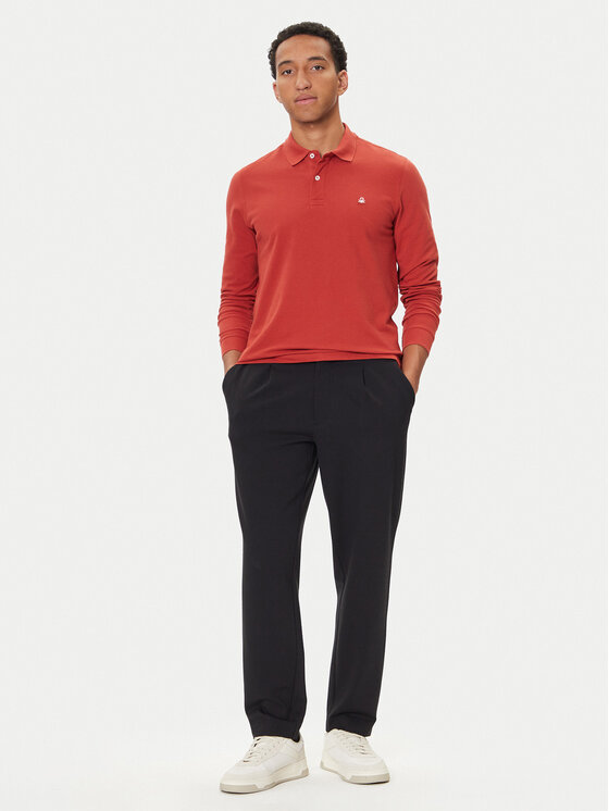 United Colors Of Benetton United Colors Of Benetton Тениска с яка и копчета 3089J3204 Бордо Regular Fit