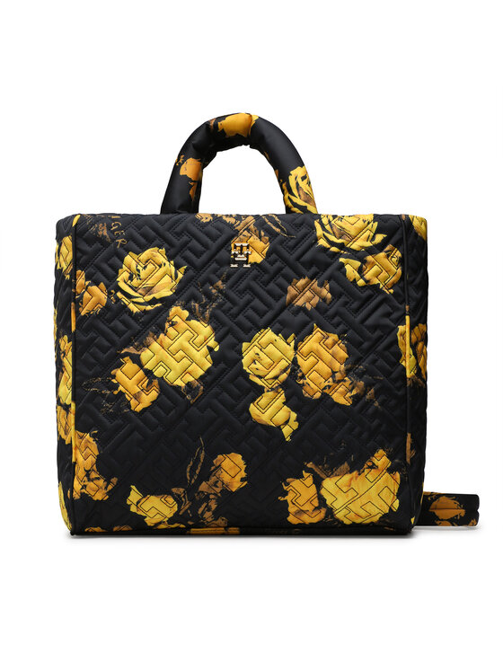 Tommy Hilfiger Geantă Flow Tote Floral AW0AW14380 Negru La Reducere si Transport Gratuit Femei 2023-11-24