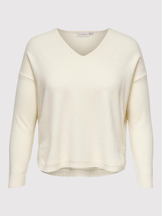 ONLY Carmakoma Pulover Margareta 15220704 Bej Relaxed Fit