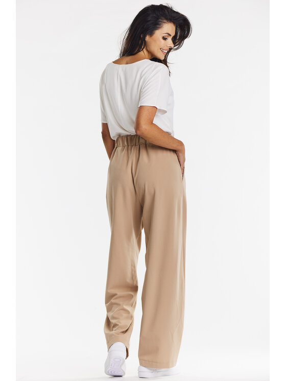 Awama Awama Spodnie damskie A674 Beżowy Basic Fit