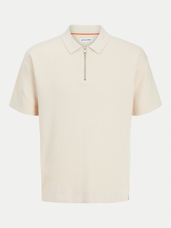 Jack&Jones Jack&Jones Тениска с яка и копчета Troy 12269617 Бежов Relaxed Fit