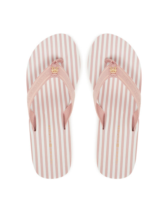Tommy Hilfiger Tommy Hilfiger Japonki Th Stripes Wedge Beach Sandal FW0FW08521 Różowy