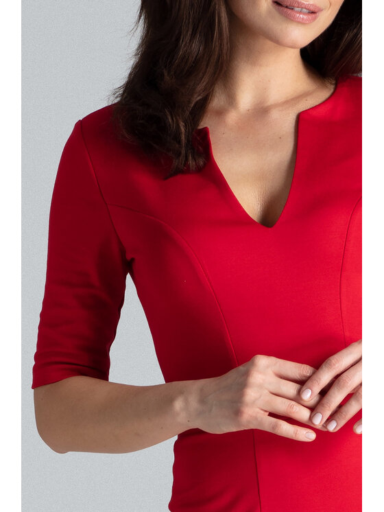 Lenitif Lenitif Sukienka K478 Czerwony Regular Fit
