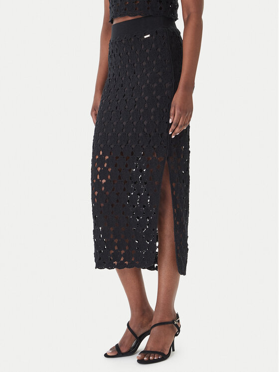 Fracomina Fracomina Midi szoknya FR26SG4008K488R6 Fekete Slim Fit