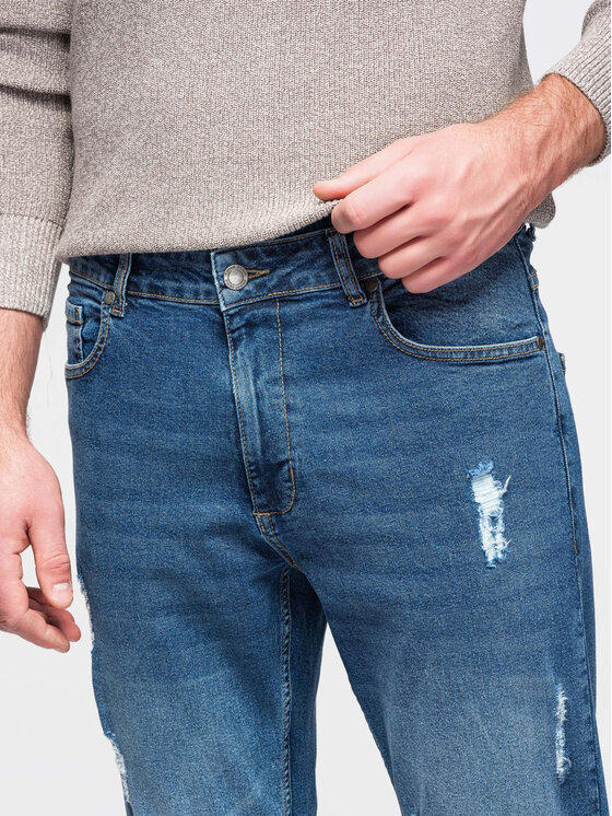 Ombre Ombre Jeansy OM-PADP-0255 Niebieski Slim Fit