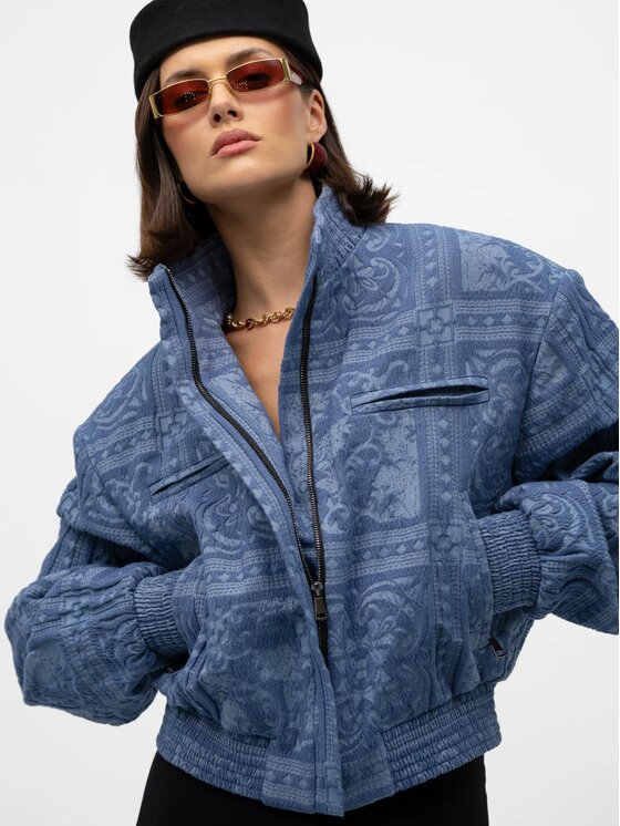 MANDRAGORA MANDRAGORA Kurtka bomber Lara Niebieski Slim Fit