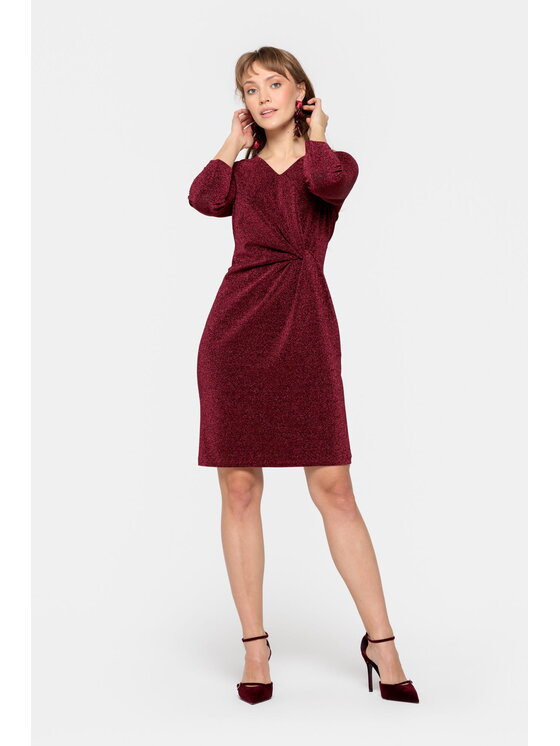 EMOI EMOI Sukienka wieczorowa Bordowa sukienka z błyskiem Bordowy Feminine Fit