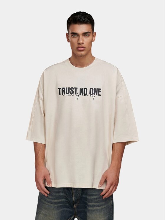 MADE BY SOCIETY MADE BY SOCIETY T-Shirt Tricou ASPECT SAND - T17176 Beżowy Basic Fit