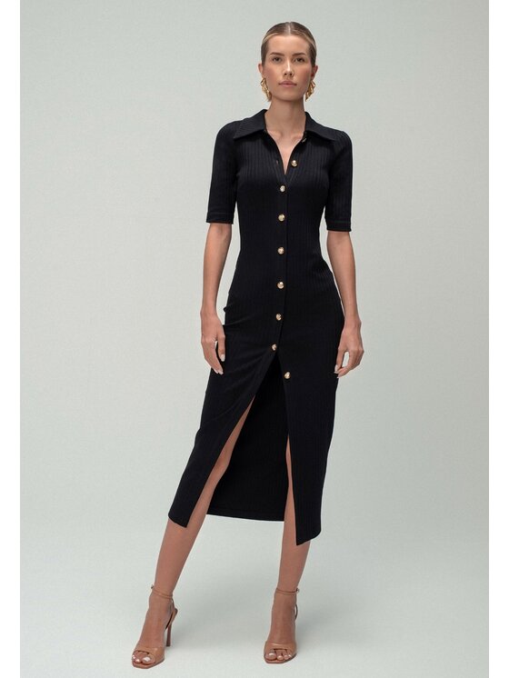 sax35th sax35th Sukienka dzianinowa VERA Czarny Slim Fit