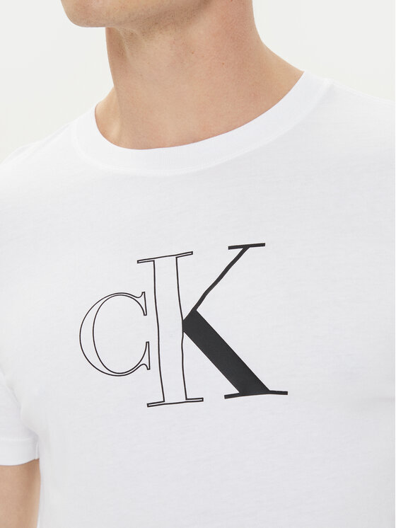 Calvin Klein Jeans Calvin Klein Jeans Majica Outline Monologo J30J325678 Bela Slim Fit