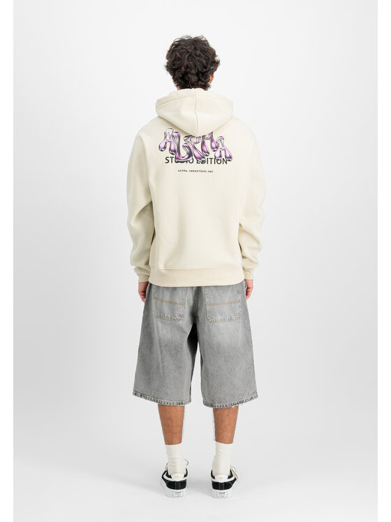 Alpha Industries Alpha Industries Bluza Studio Edition Backprint Hoodie Beżowy Loose Fit