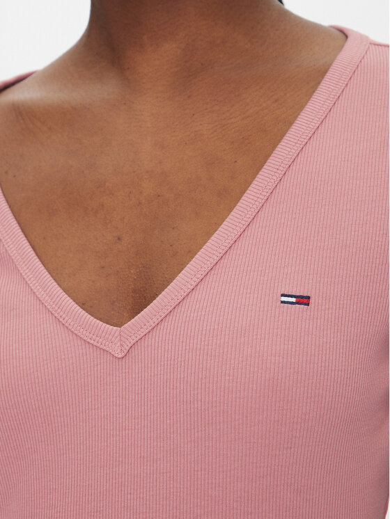 Tommy Jeans Tommy Jeans T-shirt Essential DW0DW17385 Rosa Slim Fit