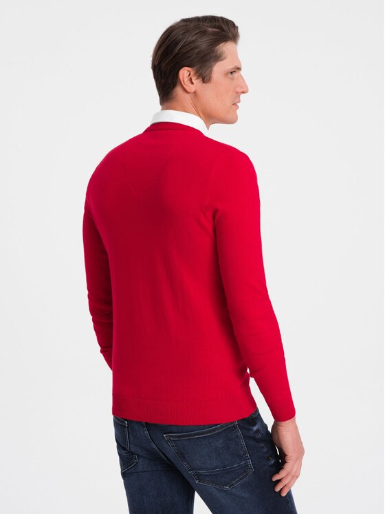 Ombre Ombre Svetr OM-SWSW-0102 Červená Regular Fit