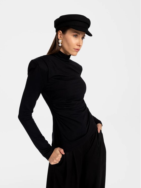 MANDRAGORA MANDRAGORA Bluzka Varo Czarny Slim Fit