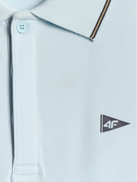 4F 4F Polo LAKESIDE ESCAPE Niebieski jasny Regular Fit