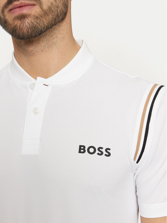 BOSS Boss Tricou Pariq 50534347 Alb Slim Fit