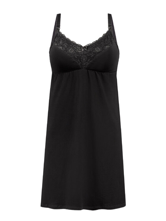 Teyli Teyli Koszula nocna do karmienia Mommy Czarny Standard Fit