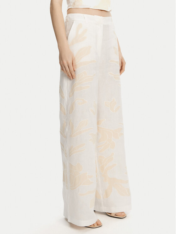 Marella Marella Kalhoty z materiálu Kadiak 2513131212 Bílá Wide Leg