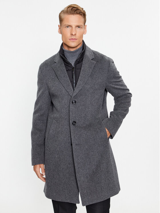 BOSS Boss Wollmantel H-Hyde-Bib-234 50502250 Grau Slim Fit
