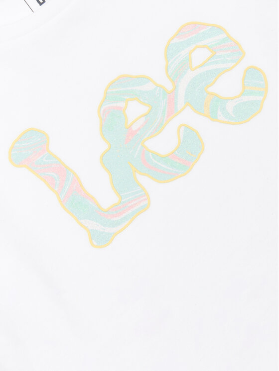 Lee Lee T-Shirt Marble Print LEG5082 Biały Regular Fit