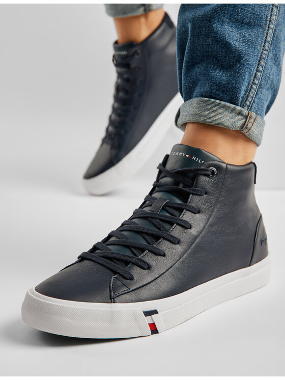 Tommy Hilfiger Sneakers Corporate Leather Sneaker High FM0FM02984 Dunkelblau