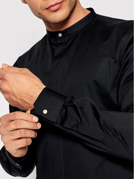 Young Poets Society Young Poets Society Marškiniai Ole 106624 Juoda Slim Fit