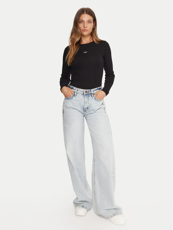 Guess Jeans Guess Jeans Bluza W5BP01 KA0H1 Črna Slim Fit