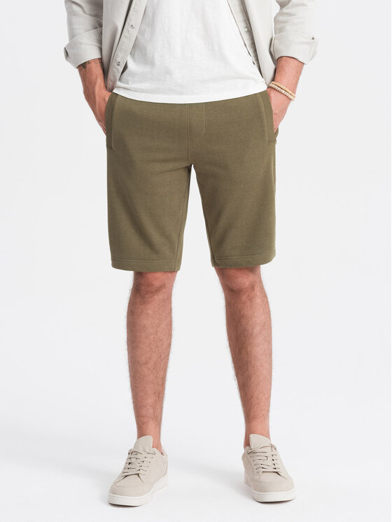 Ombre Ombre Šortky z materiálu OM-SRBS-0149 Zelená Regular Fit