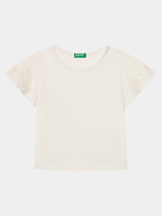 United Colors Of Benetton Tricou 3P4ZC10I4 Écru Slim Fit