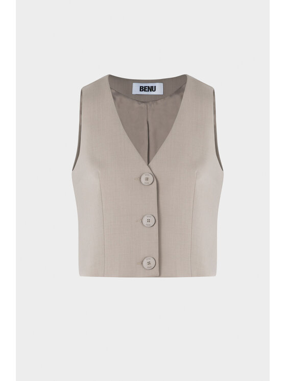 BENU BENU Kamizelka Kamizelka Taupe Beżowy Regular Fit