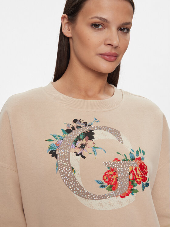 Guess Guess Bluza W4RQ11 K9Z21 Beżowy Regular Fit