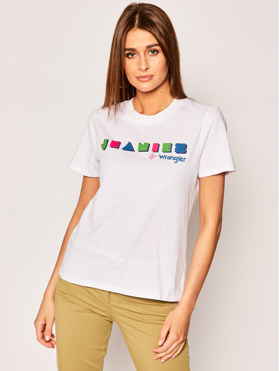 Wrangler Wrangler T-Shirt High Rib W7N9EVX12 112131988 Biały Regular Fit