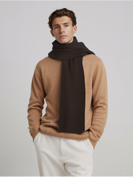 Style Republic Style Republic Szalik Mieszanka kaszmiru i wełny Brązowy ciemny