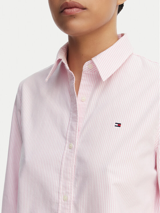 Tommy Hilfiger Tommy Hilfiger Ing Fit Flag Embroidery Oxford WW0WW46111 Rózsaszín Regular Fit