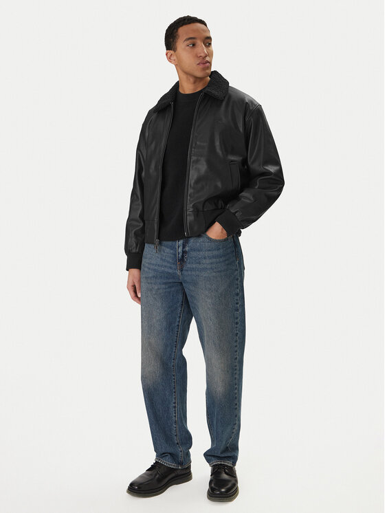 Calvin Klein Jeans Calvin Klein Jeans Bunda z imitace kůže LV04RE403G Černá Regular Fit
