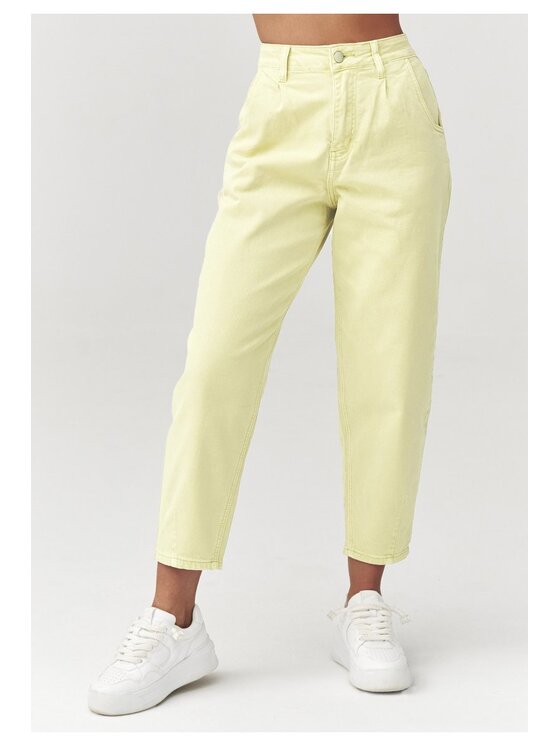 Makadamia Makadamia Jeansy C31 Żółty Baggy Fit